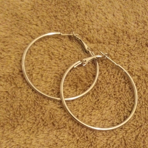Elegant Silver Hoop Earrings - Picture 2 of 4